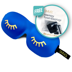 Contoured 3D Blackout Sleep Mask - Wink Print, Blue - Sleep Mask & Pink Earplugs
