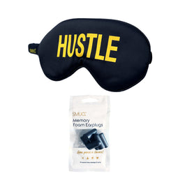 Satin Sleep Mask - Hustle Print - Sleep Mask & Black Earplugs