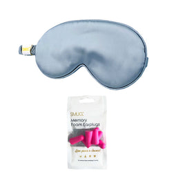 Satin Sleep Mask - Grey - Sleep Mask & Pink Earplugs