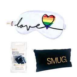 Satin Sleep Mask - Pride Love Print - Sleep Mask, Black Earplugs & Bag
