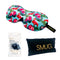 Contoured 3D Blackout Sleep Mask - Flamingo Print - Sleep Mask, Black Earplugs & Bag