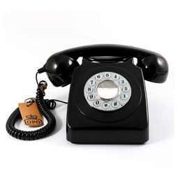 Druktoets retro telefoon zwart