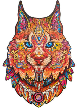 UNIDRAGON Wooden Jigsaw Puzzle Animal - Gentle Lynx - 297 pcs - King Size 27x41 cm