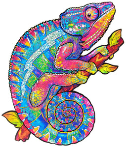 UNIDRAGON Wooden Jigsaw Puzzle Animal - Iridescent Chameleon, Medium, 26 x 33 cm