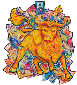 UNIDRAGON Wooden Jigsaw Puzzle Animal - Prosperous Bull - 211 pcs - Medium 25x29 cm