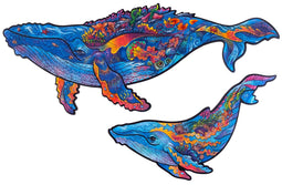 UNIDRAGON Wooden Jigsaw Puzzle Animal - Milky Whales - 172 pcs - Medium 33x20 cm