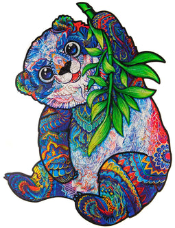 UNIDRAGON Wooden Jigsaw Puzzle Animal - Serious Panda - 215 pcs - Medium 25x33 cm