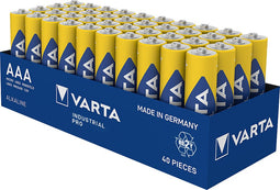 Varta Battery Alkaline, Micro, AAA, LR03, 1.5V Industrial Pro, Tray (40-Pack)