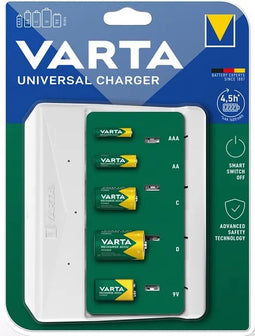 Varta Easy Universal Charger batterijenlader voor AA/AAA/C/D/E / wit