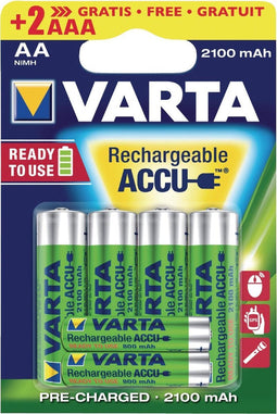 Varta V56706496 Ready2Use 4x AA + 2x AAA Oplaadbare Batterijen