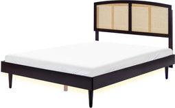 VARZY - Bed met LED - Zwart - 140 x 200 cm - Rubberhout