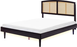 VARZY - Bed met LED - Zwart - 160 x 200 cm - Rubberhout