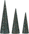 Decoratie Kerstmis Kegels Pailletten 3 Onderdelen Blauw Gouden (16,5 x 60 x 16,5 cm)