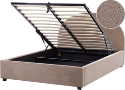 VAUCLUSE - Bed met opbergruimte - Taupe - 140 x 200 cm - Bouclé