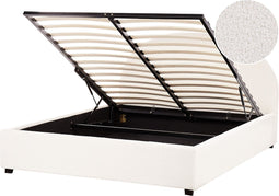 VAUCLUSE - Bed met opbergruimte - Wit - 160 x 200 cm - Bouclé