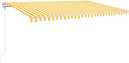 vidaXL - Luifel - automatisch - uittrekbaar - 500x300 - cm - geel - en - wit