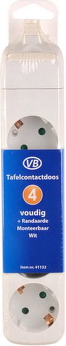 VB 41132 Tafelcontactdoos 4-Voudig + RA Zonder Snoer Wit