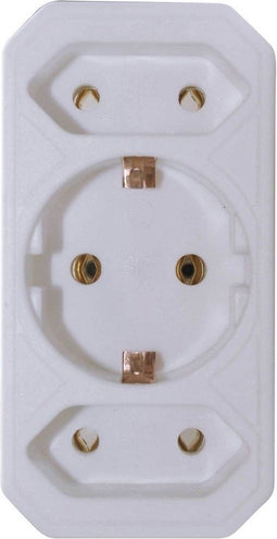 VB 41198 Verloopstekker 2x Euro + 1x RA Wit