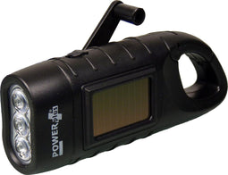 POWERplus Seahorse Dynamo en Solar Oplaadbare 3 LED Zaklamp met Karabijnhaak | Opwindbare zaklamp | Amorphous Zonnecel