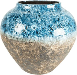 Jar Lindy Sky Blue blauwe pot 45 cm ronde bloempot voor binnen