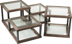 J-Line Set Van 4 Salontafels Hout/Glas Bruin - 51 x 51 x 46 cm