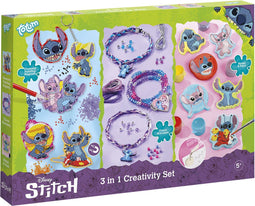 Totum Disney Stitch - 3 in 1 knutselset XL - armbandjes maken gipsfiguren gieten diamond painting magneten
