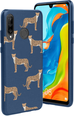 iMoshion Hoesje Geschikt voor Huawei P30 Lite Hoesje Siliconen - iMoshion Design hoesje - Blauw / Meerkleurig / Leopard Animal