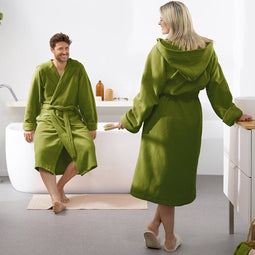 Moodit Reese - Badjas - Met capuchon en ceintuur - Cactus groen - M