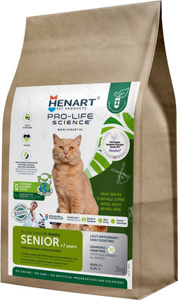 HenArt Senior - Kattenbrokken - Meelwormen/Insecten – Hypoallergeen - 3 kg