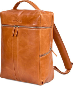 NEGOTIA Alpha Travel - Leren Laptoprugzak - Geschikt voor laptops tot 16 inch - Bruin