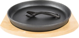 Grill Guru - Iron Cooking Plate - Gietijzeren Kookplaat met Houten Plank - Ø 23cm