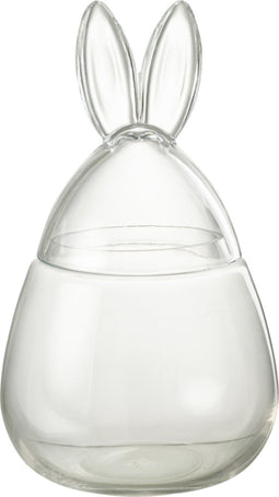 J-Line voorraadpot Konijn - glas - transparant - small - paasdecoratie