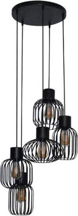 Hanglamp Avici getrapt metal 5 lampen - Charcoal