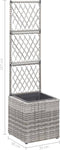 vidaXL - Latwerkplantenbak - verhoogd - met - 1 - pot - 30x30x107 - cm - rattan - bruin