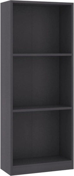 vidaXL - Boekenkast - met - 3 - schappen - 40x24x109 - cm - bewerkt - hout - grijs