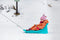 Restart Slee Kunststof - Baby Rider Slede - Hoge rugleuning - Blauw/Donkerblauw
