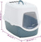 vidaXL - Kattenbak - met - deksel - 56x40x40 - cm - polypropeen - wit - en - blauw