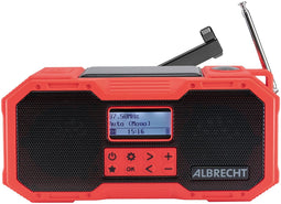 Albrecht DR 112 - Portable Radio DAB+ FM - Zonne- en zwengelradio met powerbank en SOS-alarm - Rood/Zwart