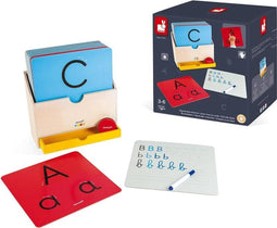 Janod Essentiel - Educatief Spel Leren Schrijven - Ontdek Het Alfabet Met Reliëfkaarten (28 stuks)