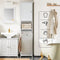SoBuy BZR124-W - Hoge Badkamerkast - Slank ontwerp met wasmand - Wit 40x170x38 cm