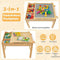 COSTWAY 2-in-1 kindertafel - omkeerbaar tafelblad - speeltafel van grenenhout met opbergruimte - natuur