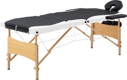 vidaXL - Massagetafel - inklapbaar - 3 - zones - hout - zwart - en - wit