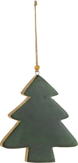 J-Line kersthanger Boom - hout - groen - large - 3 stuks