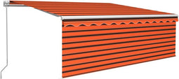vidaXL - Luifel - handmatig - uittrekbaar - rolgordijn - LED - 4x3 - m - oranje - bruin