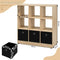 Woltu Boekenkast 9 Vakken 3 Stoffen Lades - Melaminehout Licht Eiken 80x30x86,5 cm
