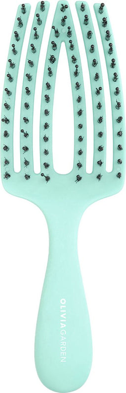 Olivia Garden Fingerbrush Care Mini Kids - Paddle Brush - Nylon en boar bristles - Groen