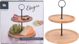 Excellent - Houseware - Etagère - 2-laags - rond - 16,5/21,5 - cm - bamboe