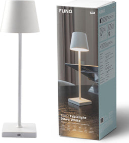 FlinQ Tafellamp Nova - Oplaadbaar - Dimbaar met geheugenstand - 3 lichtstanden - Wit - 38cm