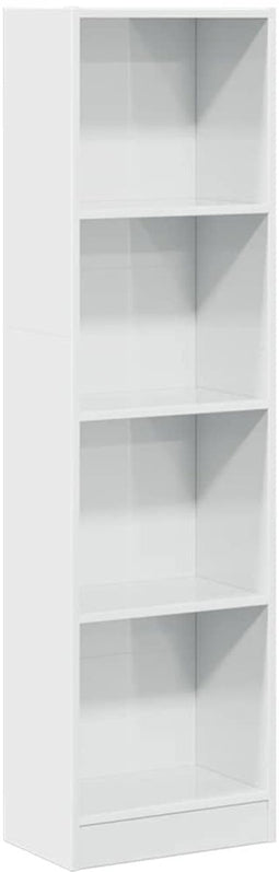 vidaXL - Boekenkast - 40x24x143 - cm - bewerkt - hout - hoogglans - wit