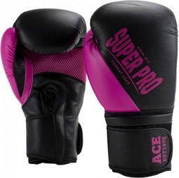 Super Pro Combat Gear ACE - Kickbokshandschoenen - PU - 10 oz - Zwart/Roze